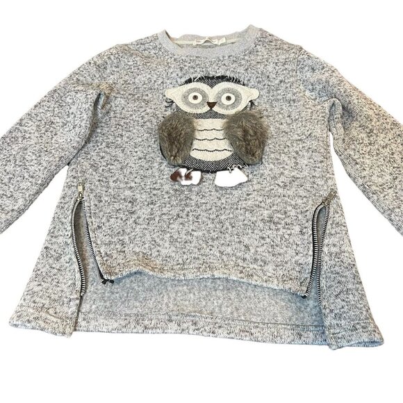 Aurora Baby OWL Sweater Girls Size 140 (7-8)‎ Novelty Grey Crewneck Pullover - Picture 6 of 9